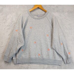 Old Navy Women's Sweatshirt Size XXL Rainbows Grey Gray Dots Y2K Style